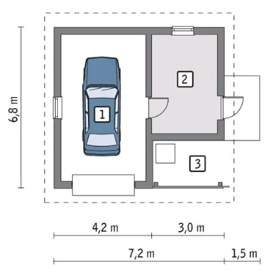 Garaż z pomieszczeniem gospodarczym G57 — rzuty kondygnacji 1 (odbicie lustrzane)