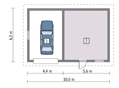 Garaż z pomieszczeniem gospodarczym GC09 — rzuty kondygnacji 1 (odbicie lustrzane)