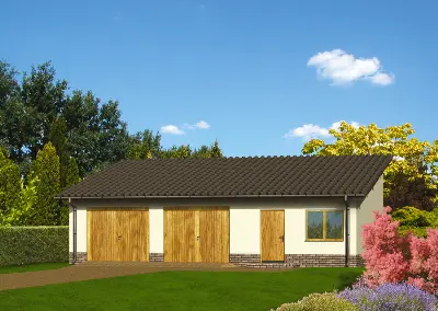 Garaż z pomieszczeniem gospodarczym GC10a — wizualizacje 1 (odbicie lustrzane)