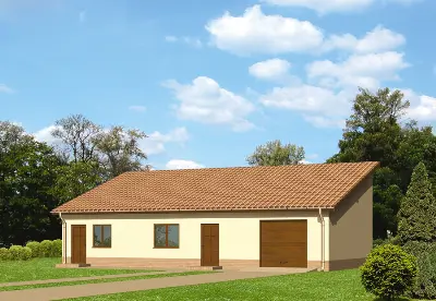 Garaż z pomieszczeniem gospodarczym GC16 — wizualizacje 1 (odbicie lustrzane)
