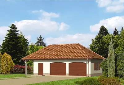 Garaż z pomieszczeniem gospodarczym GC20 — wizualizacje 1 (odbicie lustrzane)