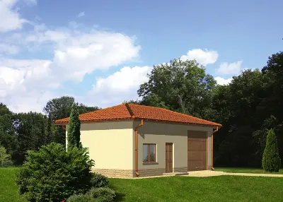 Garaż z pomieszczeniem gospodarczym i schowkiem GC09b — wizualizacje 2 (odbicie lustrzane)
