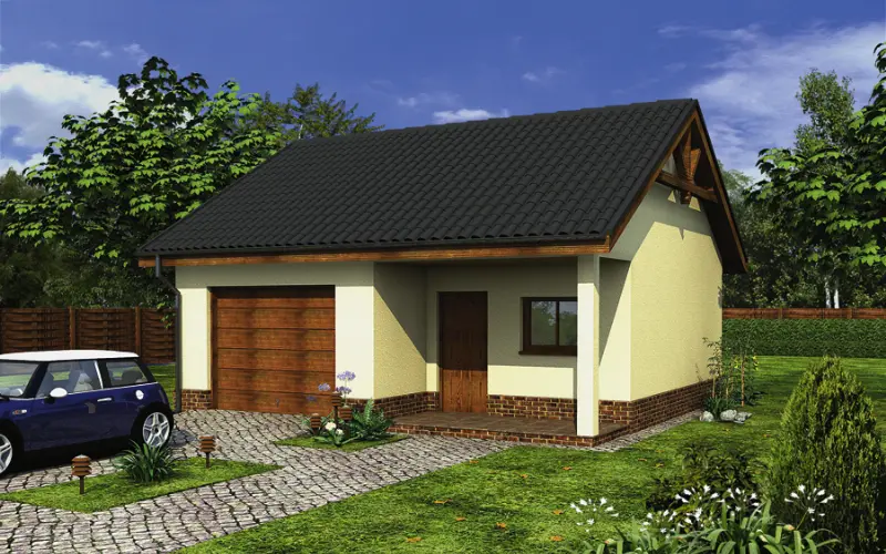Projekt domu Garaż z pomieszczeniem gospodarczym i schowkiem GC42 — wizualizacja