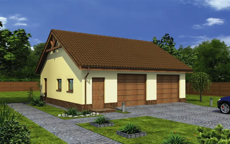 Projekt domu Garaż z pomieszczeniem gospodarczym i schowkiem GC44 — wizualizacja