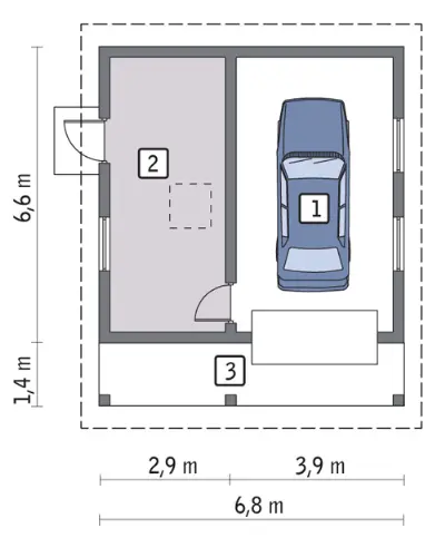 Garaż z pomieszczeniem gospodarczym i schowkiem GC48 — rzuty kondygnacji 1 (odbicie lustrzane)