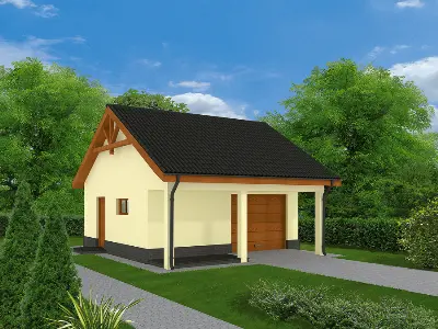 Garaż z pomieszczeniem gospodarczym i schowkiem GC48 — wizualizacje 1 (odbicie lustrzane)