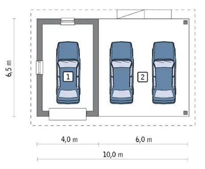Garaż z wiatą garażową G21 — rzuty kondygnacji 1 (odbicie lustrzane)