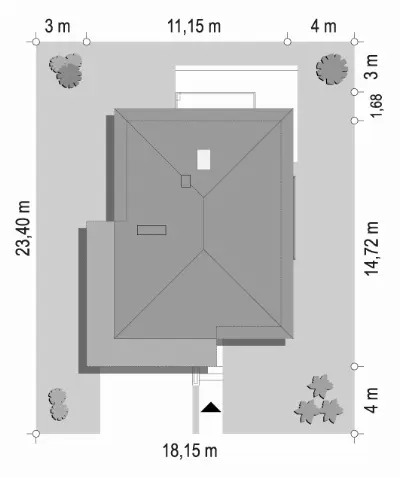 Helios wariant F — plan sytuacyjny 1 (odbicie lustrzane)