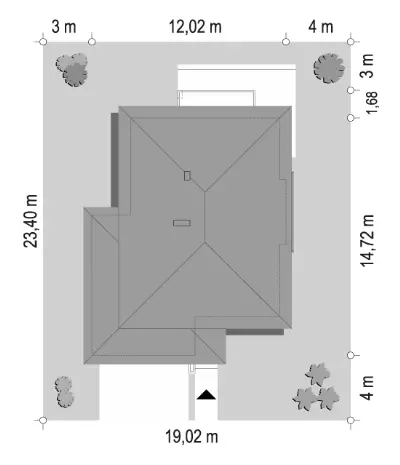 Helios wariant J — plan sytuacyjny 1 (odbicie lustrzane)