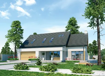 Jasna przestrzeń - wariant V (z wentylacją mechaniczną i rekuperacją) — wizualizacje 1 (odbicie lustrzane)