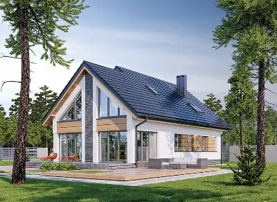 Jasna przestrzeń - wariant VI (z wentylacją mechaniczną i rekuperacją) — wizualizacje 3 (odbicie lustrzane)
