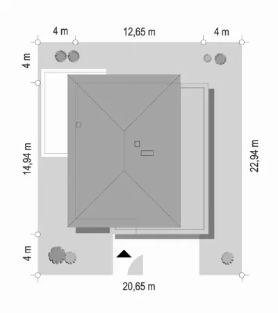 Kasjopea 3 wariant F — plan sytuacyjny 1 (odbicie lustrzane)