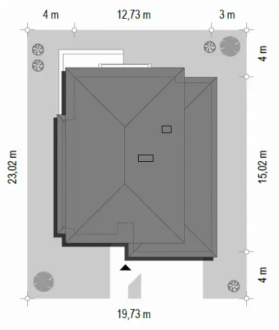 Kasjopea 7 wariant C — plan sytuacyjny 1 (odbicie lustrzane)