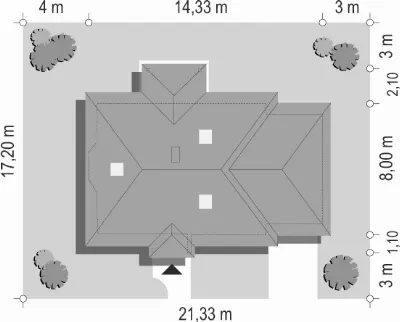 Klejnot z garażem — plan sytuacyjny 1 (odbicie lustrzane)