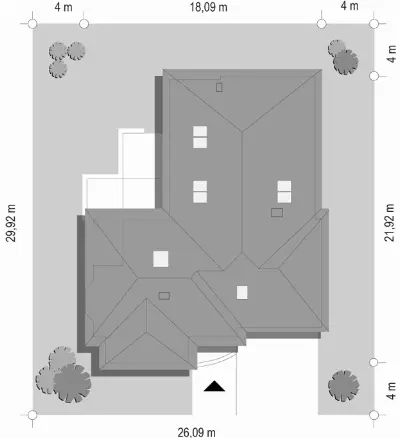 Komfortowy 2 — plan sytuacyjny 1 (odbicie lustrzane)