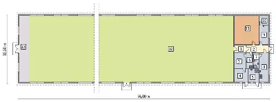 Kurnik dla 15559 sztuk brojlerów kurzych KC06 — rzuty kondygnacji 1 (odbicie lustrzane)