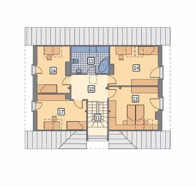 Kwitnąca jabłoń — rzuty kondygnacji 2 (odbicie lustrzane)