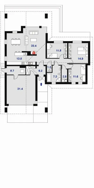 Laredo — rzuty kondygnacji 1 (odbicie lustrzane)
