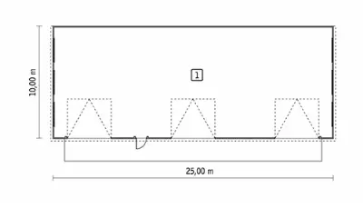 Magazyn (w konstrukcji stalowej) PMC19St — rzuty kondygnacji 1 (odbicie lustrzane)
