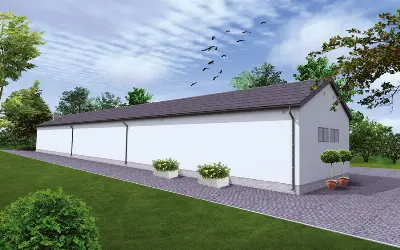 Magazyn z częścią socjalno-biurową PMC02 — wizualizacje 2 (odbicie lustrzane)