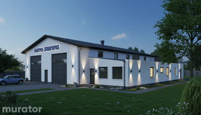 Projekt domu Magazyn z częścią socjalno-biurową PMC08 — wizualizacja