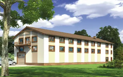 Magazyn z częścią socjalno-biurową PMC09 — wizualizacje 2 (odbicie lustrzane)