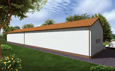 Magazyn z pomieszczeniami pomocniczymi PMC03 — wizualizacje 2 (odbicie lustrzane)