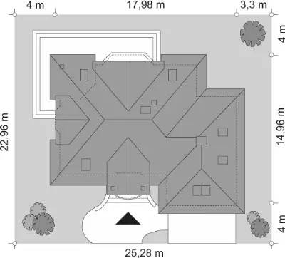 Maja 4 — plan sytuacyjny 1 (odbicie lustrzane)
