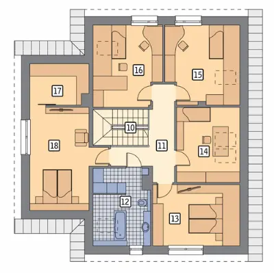 Malinowy krzew - wariant I — rzuty kondygnacji 2 (odbicie lustrzane)