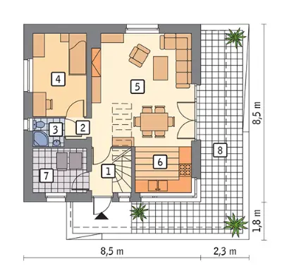 Melodyjny — rzuty kondygnacji 1
