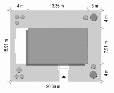 MG 2 wariant 15 B drewniany — plan sytuacyjny 1 (odbicie lustrzane)