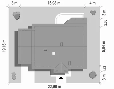 Niezapominajka z garażem — plan sytuacyjny 1 (odbicie lustrzane)