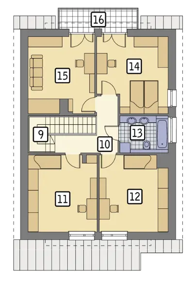 Nowe miejsce — rzuty kondygnacji 2 (odbicie lustrzane)
