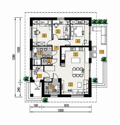 Opcjonalny - wariant I — rzuty kondygnacji 1 (odbicie lustrzane)