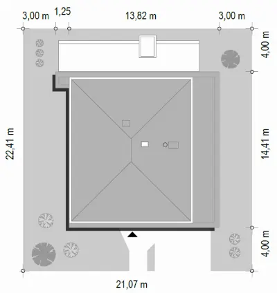 Orkan wariant B — plan sytuacyjny 1 (odbicie lustrzane)