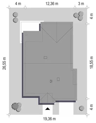 Parterowy Wąski — plan sytuacyjny 1 (odbicie lustrzane)