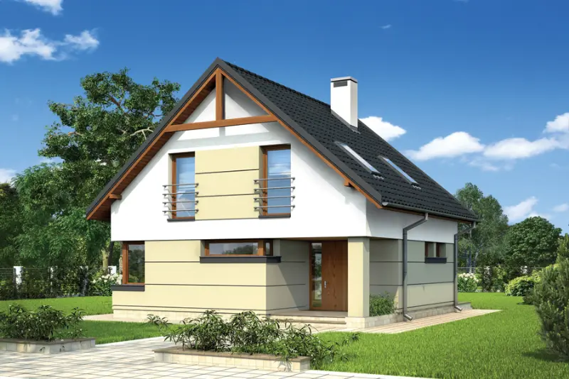 Projekt domu Pełen energii (z wentylacją mechaniczną i rekuperacją) — wizualizacja