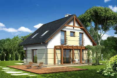 Pełen energii (z wentylacją mechaniczną i rekuperacją) — wizualizacje 3 (odbicie lustrzane)
