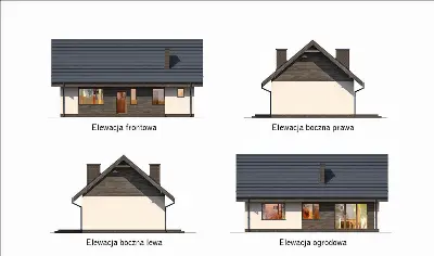 Piękny - wariant I — elewacje 1 (odbicie lustrzane)