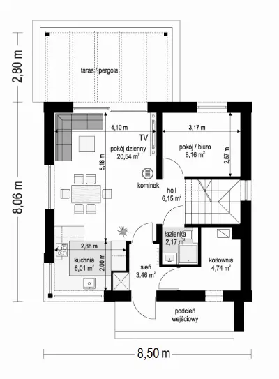 Przyjemny 3 — rzuty kondygnacji 1