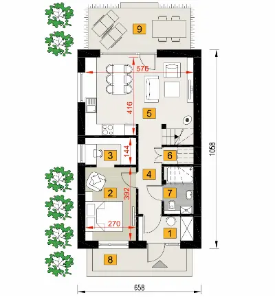 Rezolutny B1 — rzuty kondygnacji 1