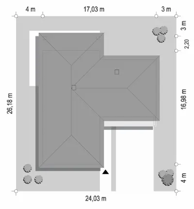 Sielanka 3 — plan sytuacyjny 1 (odbicie lustrzane)