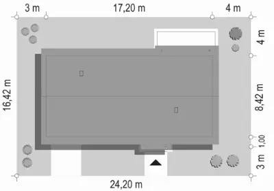 Słoneczny z garażem 2 — plan sytuacyjny 1 (odbicie lustrzane)
