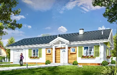 Słoneczny z garażem 2 — wizualizacje 1 (odbicie lustrzane)