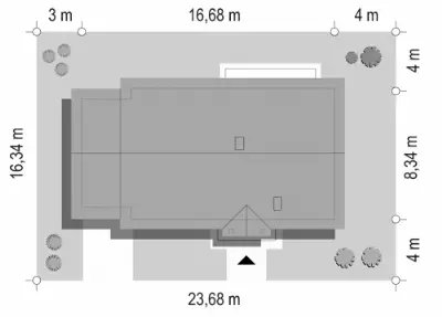Słoneczny z garażem — plan sytuacyjny 1 (odbicie lustrzane)