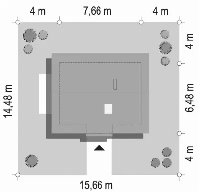 Sosenka Drewniana wariant B — plan sytuacyjny 1 (odbicie lustrzane)