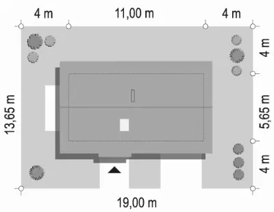 Sosenka wariant M — plan sytuacyjny 1 (odbicie lustrzane)