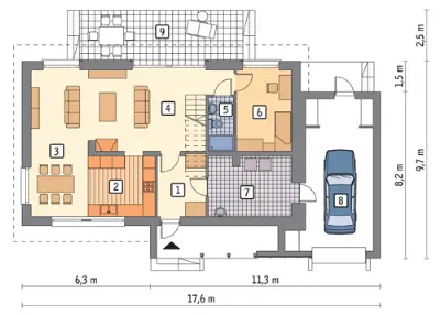 Specjalny (z wentylacją mechaniczną i rekuperacją) — rzuty kondygnacji 1