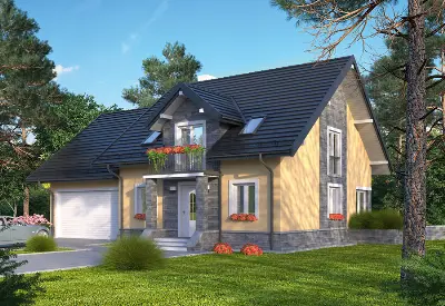 Śródleśny - wariant I (podpiwniczony) — wizualizacje 1 (odbicie lustrzane)
