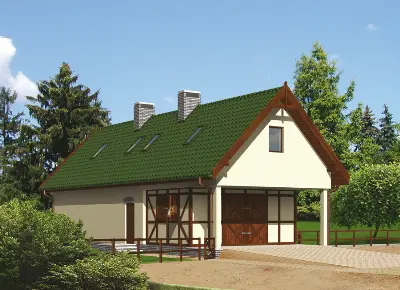 Stajnia dla 2 koni, z częścią mieszkalną S09a — wizualizacje 1